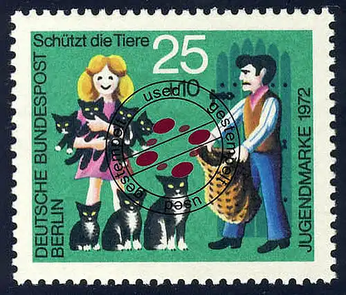 419 Tierschutz 25+10 Pf Katzen O