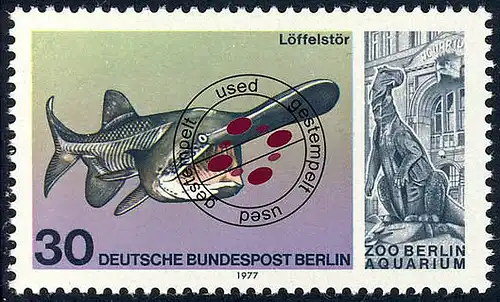 553 Aquarium 30 Pf Löffelstör O gestempelt