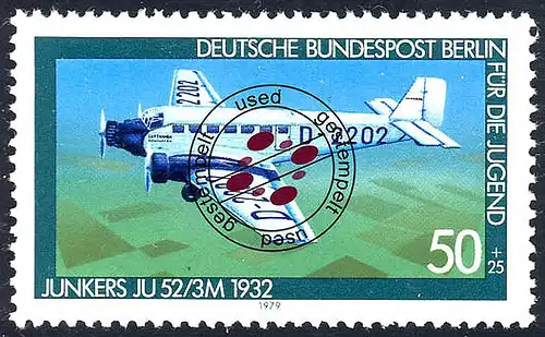 593 Luftfahrt 50+25 Pf Junkers O gestempelt