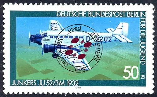 593 Luftfahrt 50+25 Pf Junkers O gestempelt