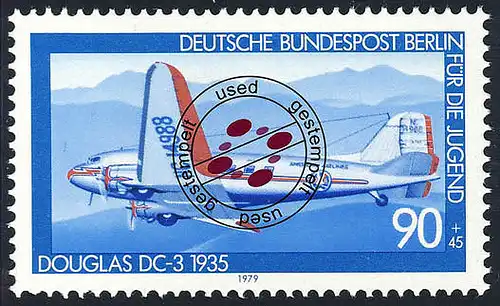 595 Luftfahrt 90+45 Pf Douglas O gestempelt