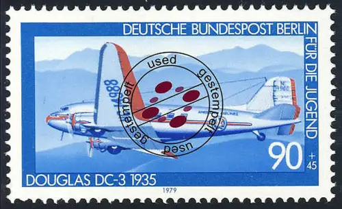 595 Luftfahrt 90+45 Pf Douglas O gestempelt
