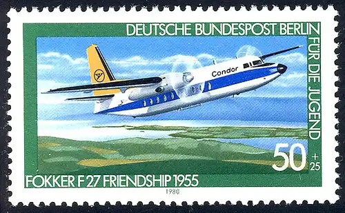618 Luftfahrt 50+25 Pf Verkehrsflugzeug Fokker F27 **