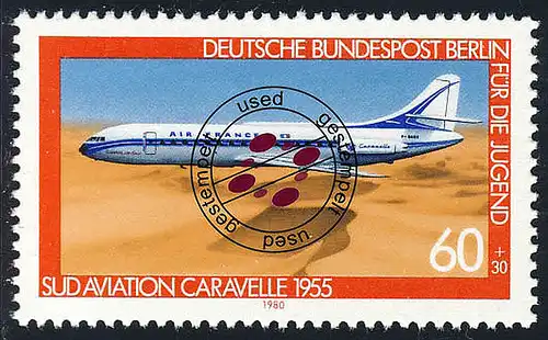 619 Luftfahrt 60+30 Pf Verkehrsflugzeug Caravelle 1955 O