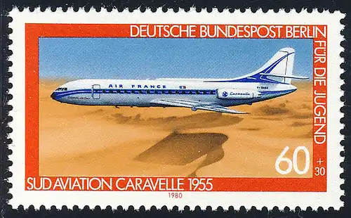 619 Luftfahrt 60+30 Pf Verkehrsflugzeug Caravelle 1955 **