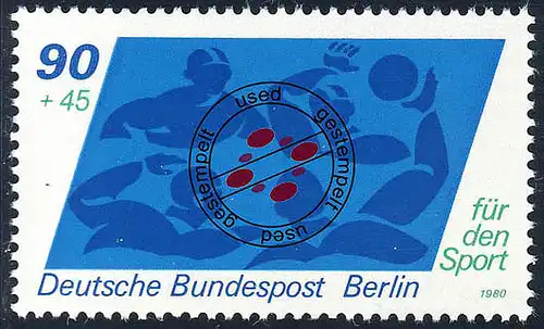 623 Sporthilfe 90+45 Pf Wasserball O gestempelt