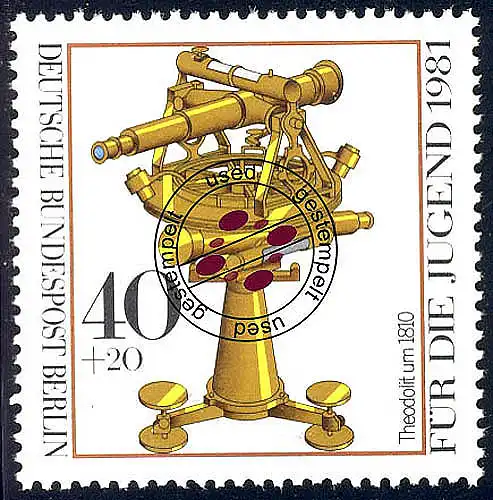 641 Optische Instrumente 40+20 Pf O gestempelt - Theodolit