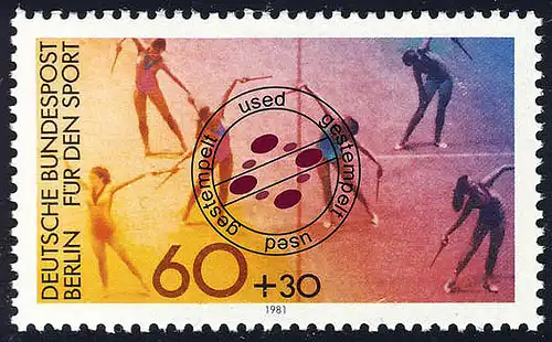 645 Sporthilfe 60+30 Pf Gymnastik O gestempelt