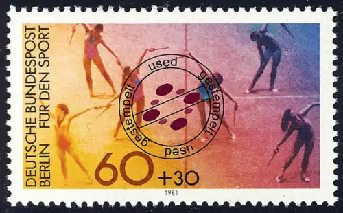 645 Sporthilfe 60+30 Pf Gymnastik O gestempelt