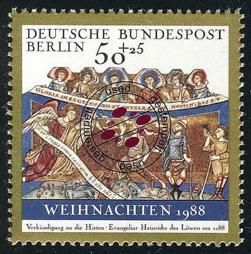 829 Weihnachten 50+25 Pf, gestempelt O