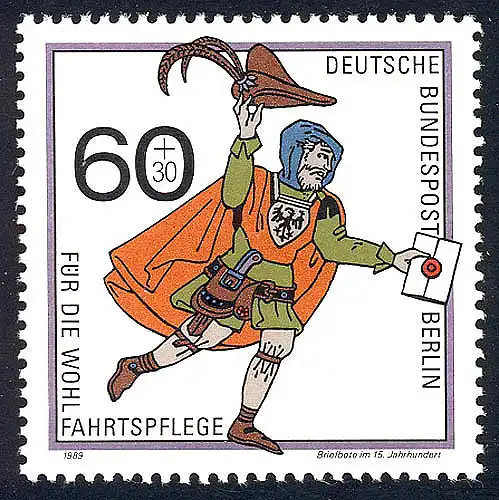 852 Wohlfahrt Postbeförderung 60+30 Pf **