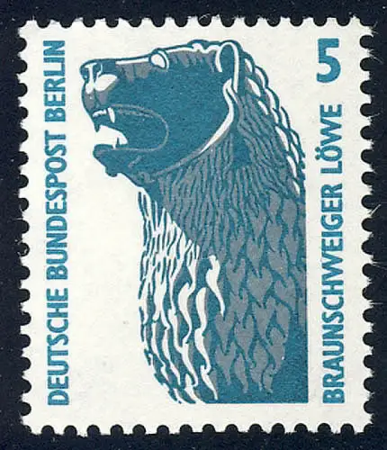 863 Sehenswürdigkeiten 5 Pf Löwenstandbild, postfrisch **