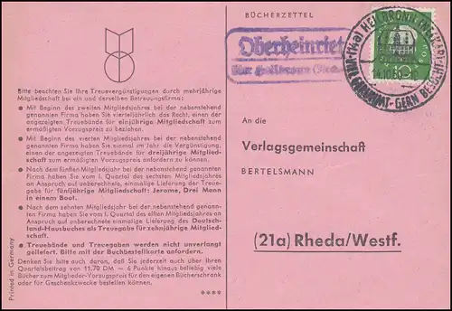 Pays-Bas Oberheinriet sur Heilbronn sur carte postale SSt HEILBRONN 14.10.1960
