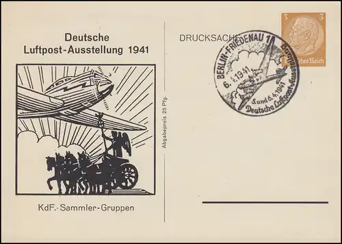 PP 122 Luftpost-Ausstellung 1941 Schmuck-Postkarte passender SSt BERLIN 6.6.1941