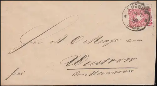 41 Adler 10 Pfennig auf Brief LÜCHOW 24.7.1889 nach WUSTROW / HANNOVER 24.7.89
