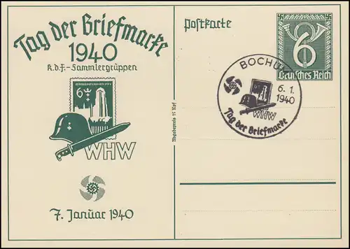 P 288 Tag der Briefmarke WHW passender SSt BOCHUM Danziger Marienkirche 6.1.1940