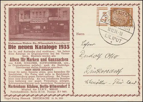 513X W OR Hindenburg mit Oberrand EF auf Drucksache SSt BERLIN LILIPUT 18.12.34