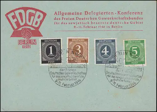 Conférence des délégués de la FDGB dans la carte spéciale SBZ SSt BERLIN 11.2.1946