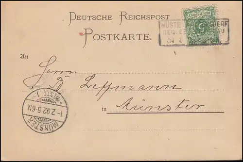 46 Point 5 Carte postale Tampon de caisse WÜSTE WALTERSDORF / BRESLAU 31.1.1892