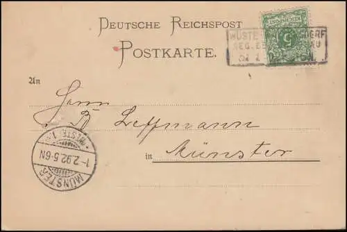 46 Ziffer 5 Pf. Postkarte Kastenstempel WÜSTE WALTERSDORF / BRESLAU 31.1.1892