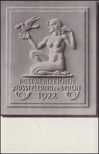 Privatpostkarte PP 63 Postwertzeichen-Ausstellung zu Berlin 1922, passender SSt