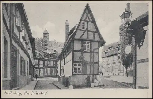 266a Max Planck als EF auf Ansichtskarte Am Finkenherd in QUEDLINBURG 30.6.1950