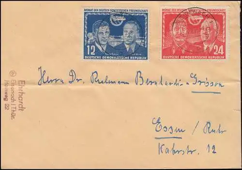 296-297 Dt.-Sowjet. Amitié - phrase sur lettre EISENACH 20.12.51 après Essen