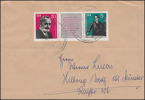 893-894 Dimitrow-Zusammendruck W Zd 31 auf Brief SSt KÖLLEDA 7.12.1962