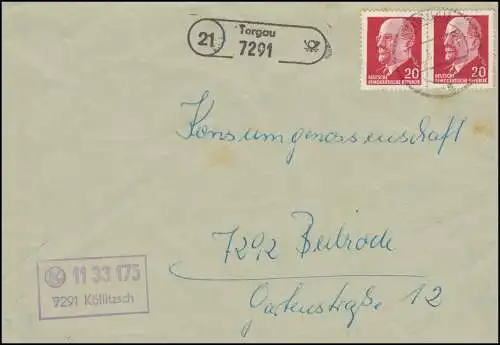 Pays-Bas 7291 Torgau Lettre de Konsument 72 91 Köllitzsch TORGAU 2.5.66 n. Beilrode