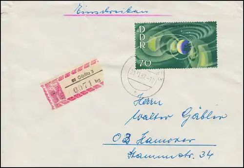 Envoi 1083 de Block 22 sur lettre R GÖRLITZ 21.11.67 à Hanovre