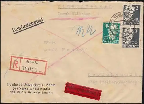 285 Dt.-Poln. Amitié 3 bandes avec lettre supplémentaire de BERLIN 16.9.52