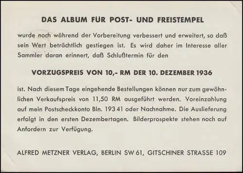 PP 122 Introduction Journée du timbre, SSt BERLIN Reklamekskongress 25.11.1936