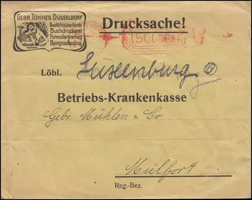 AFS Düsseldorf 1923 auf Drucksache Gebr. Tönnes Buchdruckerei / Formularverlag