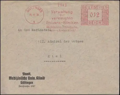 AFS Verwaltung der vereinten Universitäts-Kliniken Göttingen 15.11.34 auf Brief