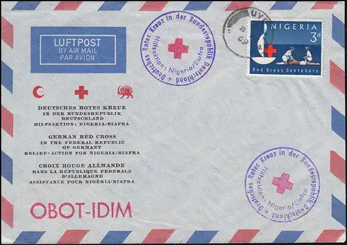 DRK/Rotes Kreuz Hilfsaktion Nigeria/Biafra auf Blanko-Schmuck-Brief UYO 8.4.1969