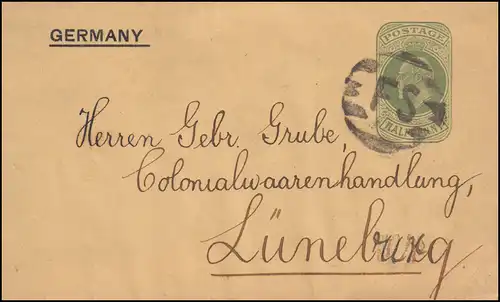 Großbritannien Streifband S 13 Eduard Balkenstempel FS, um 1905 nach Lüneburg