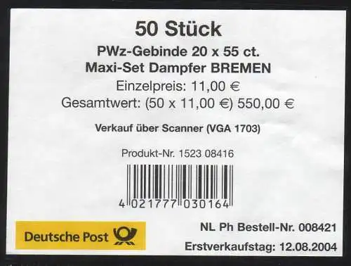 56 MH Bremen 2004, Banderole Type II