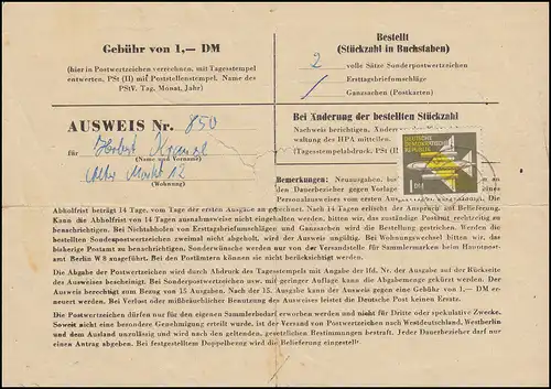 613 Aéroports de 1 DM comme taxe de carte d'identité Avoir droit à de nouvelles dépenses STRALSUND 19.9.64