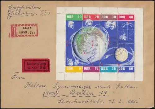 926-933 - Petite arc de vol spatial Eil-R - Lettre EFFERT 29.3.63 vers BERLIN 30.3.
