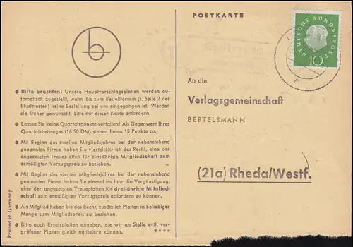 Landpost Epplingen sur LAUDA 15.10.1960 sur les livres de Rheda/Westf.