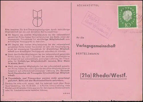 Landpost Holzkirchen au sujet de Würzburg sur les brochures de Rheda/Westf. vers 1960