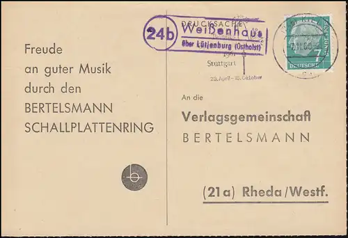 Landpost Weisenhaus sur Lütjenburg (Estholst) sur carte postale KIEL 7.11.1960