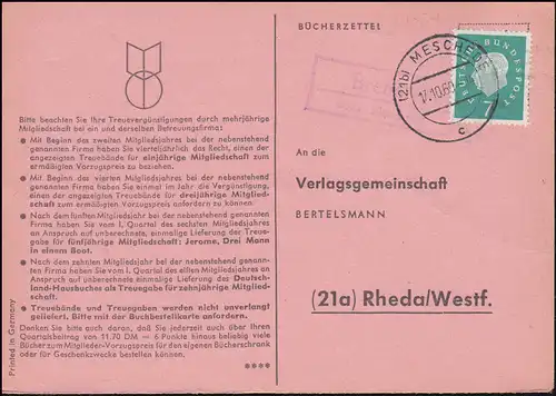 Landpost Bremke sur MESCHEDE 17.10.1960 sur les livres de Rheda/Westf.