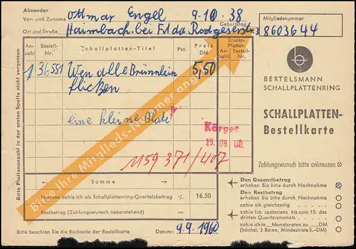 Landpost Haimbach über FULDA 10.9.1960 auf Postkarte nach Rheda/Westf.