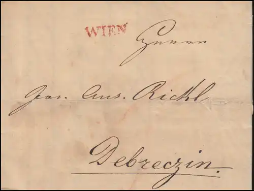 Autriche Vorphilatelie Blickbriefter WIENNE du 24.11.1829 vers Debreczine