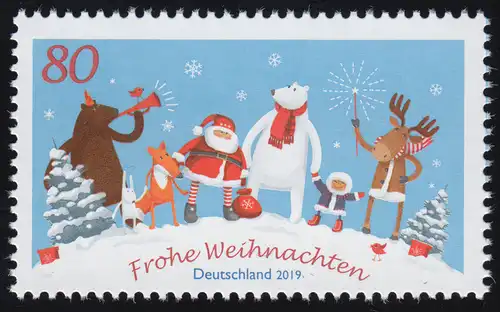 3504 Weihnachten mit Freunden, nassklebend, ** postfrisch
