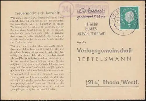 Landpost Stenderup über SCHLESWIG 2.11.1960 auf Bücherzettel nach Rheda/Westf.