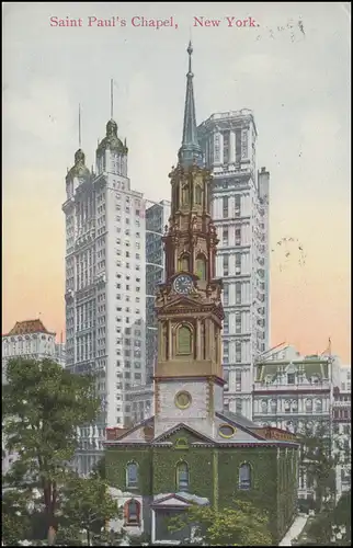 USA-Ansichtskarte New York Saint-Paul´s Kapelle, BROOKLYN N.Y. 23.11.1910
