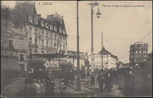 Carte de vue Liege / Liège Places Verte et Saint-Lambert, carte postale 14.3.