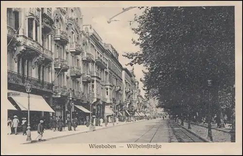 Ansichtskarte Wiesbaden Wilhelmstraße, EISENBACH (RBZ. WIESBADEN) 15.4.17